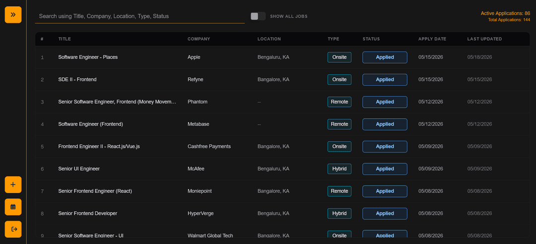 Job Application Tracker Screenshot