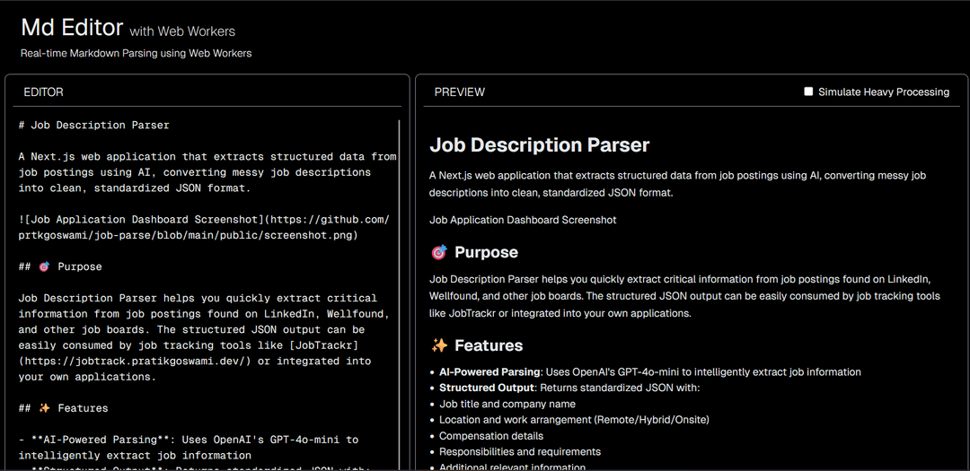 Md Editor with Web Workers
